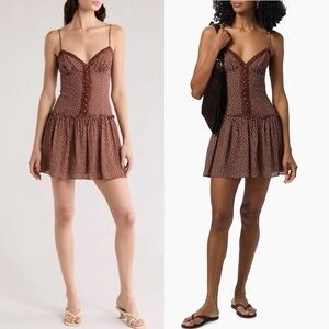 Reformation Citrus Polka Dot Minidress Spaghetti Strap Dress Sz 8 NWT 218$